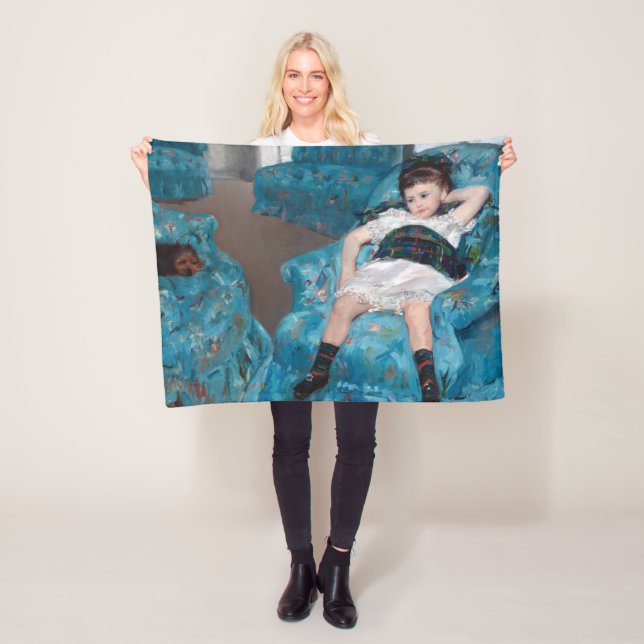 Couverture Polaire Petite fille dans un fauteuil bleu, Cassatt (En situation)