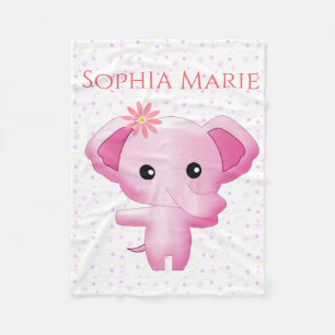 Couverture Polaire Petite fille rose adorable Eléphant