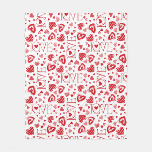 Couverture Polaire Petite mignonne Rouge Blanc & Coeurs Rose Saint Va