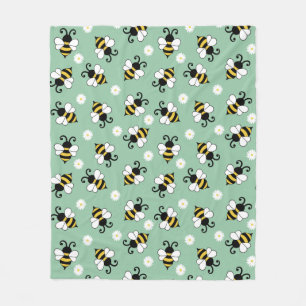 Couverture Polaire Petites abeilles mignonnes et fleurs marguerites m