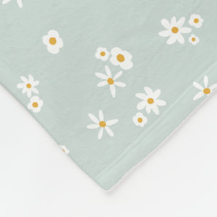 Couverture Polaire Petites fleurs blanches sur le bleu - motif sans s