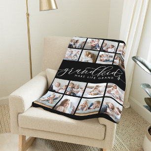 Couverture Polaire Petits-enfants font la vie Grand 16 Photo Collage