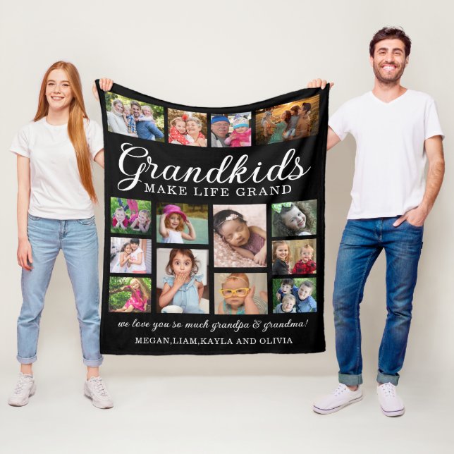 Couverture Polaire Petits-enfants font la vie Grand Citation 14 Photo (En situation)