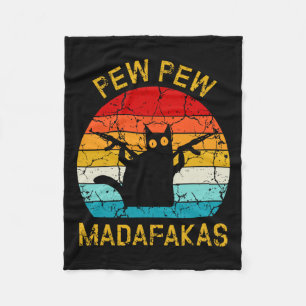 Couverture Polaire Pew Madafakas Pew Guns Funny Black Cat Retro Vinta
