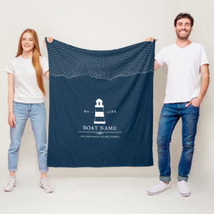 Couverture Polaire Phare Personnalisé Nautique Nom du bateau Bleu