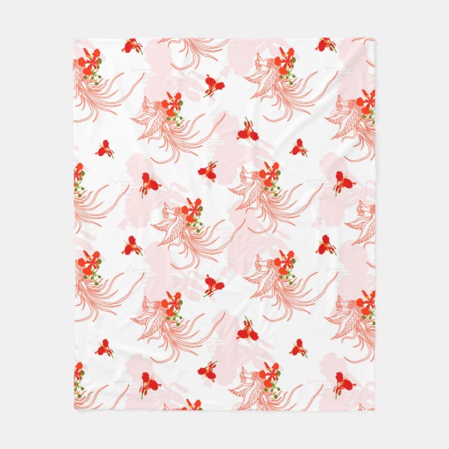 Couverture Polaire Phoenix Oiseau Et Phoenix Fleur Motif Sans Faille (Devant)