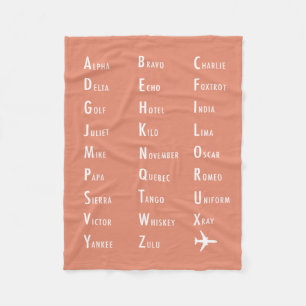 Couverture Polaire Phonétique Alphabet Aviation Melon Fleece Blanche