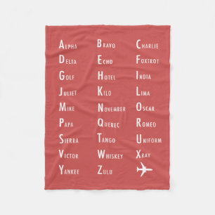 Couverture Polaire Phonétique Alphabet Aviation Tomato Fleece Blanch