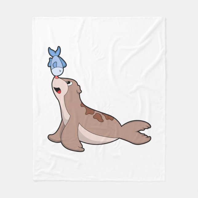 Couverture Polaire Phoque avec poisson (2).PNG (Devant)