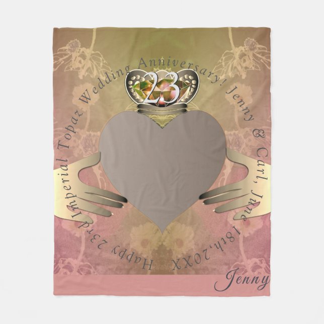 Couverture Polaire Photo 23e anniversaire du Mariage Claddagh Topaz (Devant)