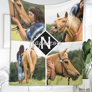 Couverture Polaire Photo Cheval Monogramme Cheval Equine Lover