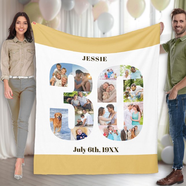 Couverture Polaire Photo Collage 30e anniversaire photo de sable neut (Créateur téléchargé)