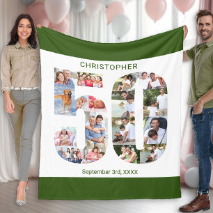Couverture Polaire Photo Collage 50e anniversaire Green White Picture