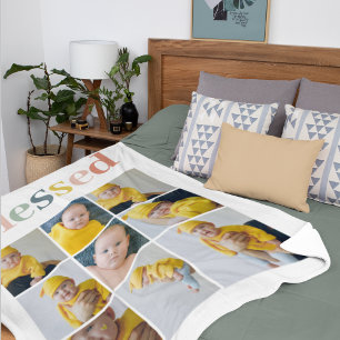 Couverture Polaire Photo Collage   Cadeau de vacances coloré