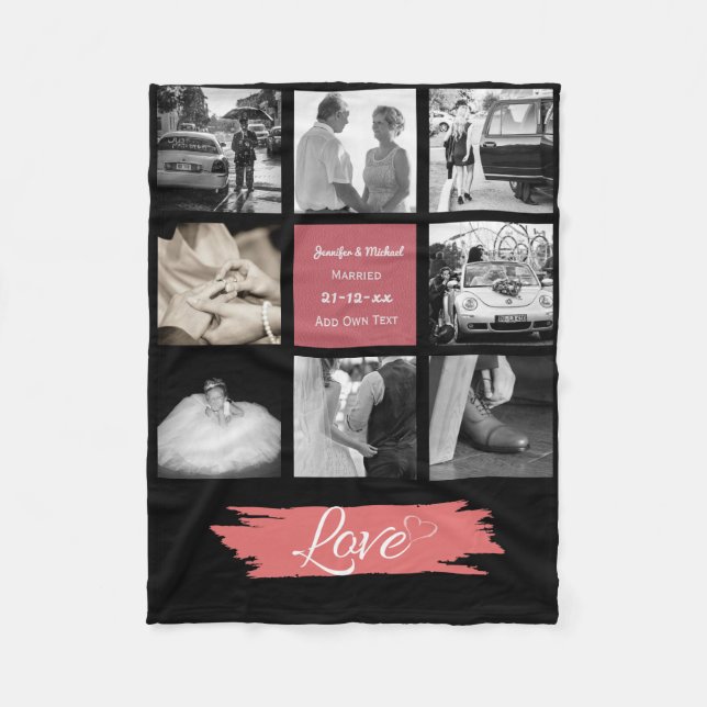 Couverture Polaire PHOTO COLLAGE Mariage Vow Renouvellement Anniversa (Devant)
