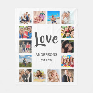 Couverture Polaire Photo Custom Family Collage Personnalité de White