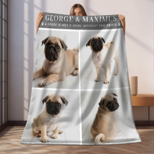 Couverture Polaire Photo de chien gris foncé Empreintes de pattes Cit