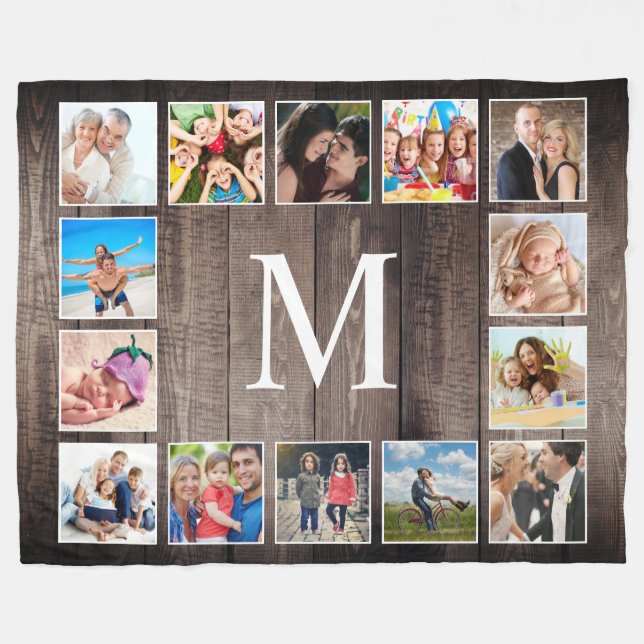 Couverture Polaire Photo de Custom Collage Rustic Farmhouse Family (Devant (Horizontal))