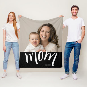 Couverture Polaire Photo de maman et bébé année de création personnal