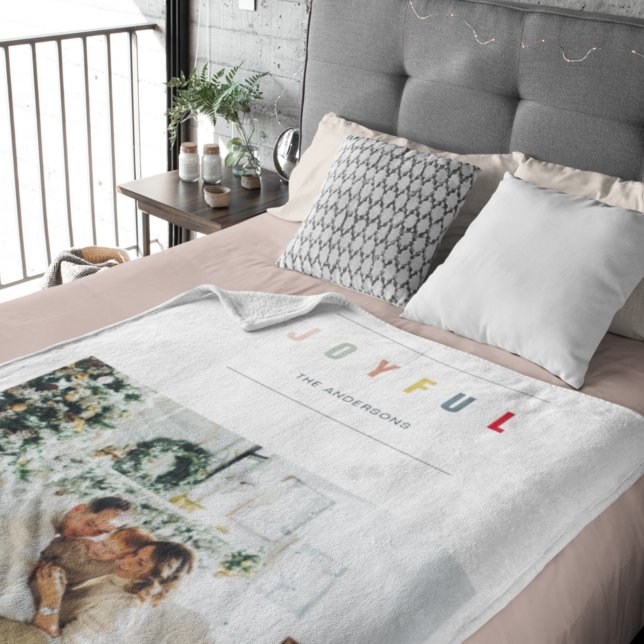 Couverture Polaire Photo de Noël simple et moderne | Joyeuses vacance (Créateur téléchargé)