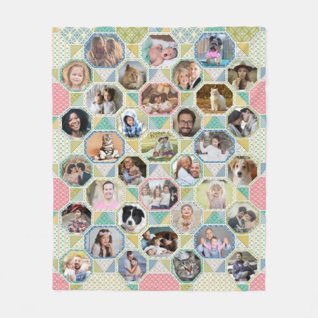 Couverture Polaire Photo Famille Collage Couette brillante Look 35 Pi (Devant)