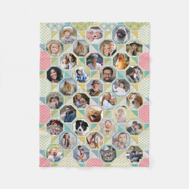 Couverture Polaire Photo Famille Collage Couette Lumière Look 35 Pic  (Devant)