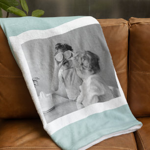 Couverture Polaire Photo Famille Moderne Mint Simple Lovely Cadeau