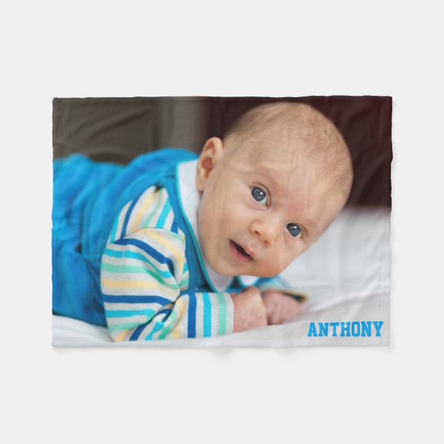 Couverture Polaire Photo Fleece Blanche Ajouter Votre Photo (Devant (Horizontal))