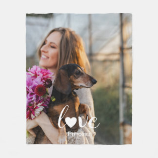 Couverture Polaire Photo Love Heart Nom personnalisé Pet Lover