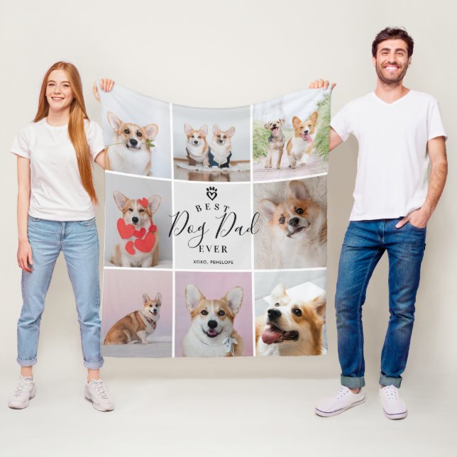 Couverture Polaire Photo manuscrite personnalisée Best Chien Papa 8 (En situation)