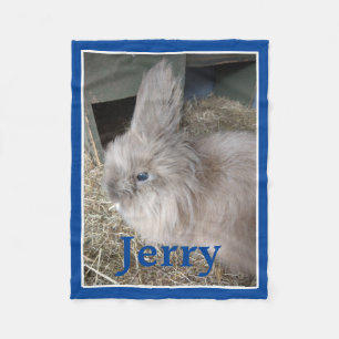 Couverture Polaire Photo personnalisée de Lover Rabbit et nom bleu
