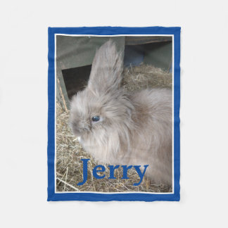 Couverture Polaire Photo personnalisée de Lover Rabbit et nom bleu