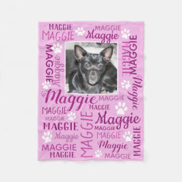 Couverture Polaire Photo personnalisée et noms Rose Pink Dog Blanket