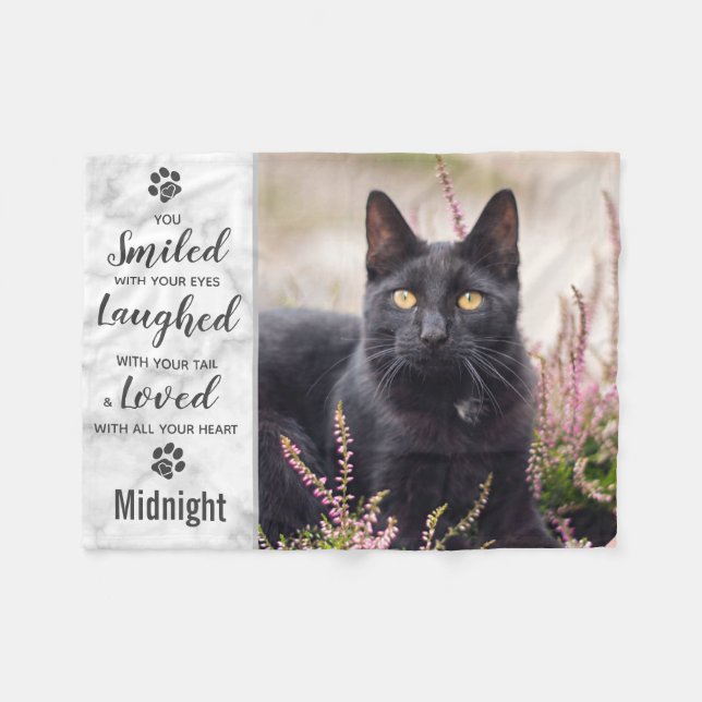 Couverture Polaire Photo personnalisée Pet Memorial Cat Perte Keepsak (Devant (Horizontal))