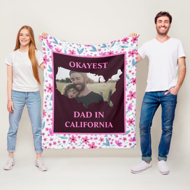 Couverture Polaire Photo personnalisée USA Okayest papa Fête des père (En situation)