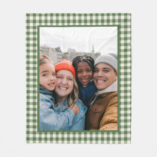 Couverture Polaire Photo personnalisée Vert En vichy Plaid Rustique A
