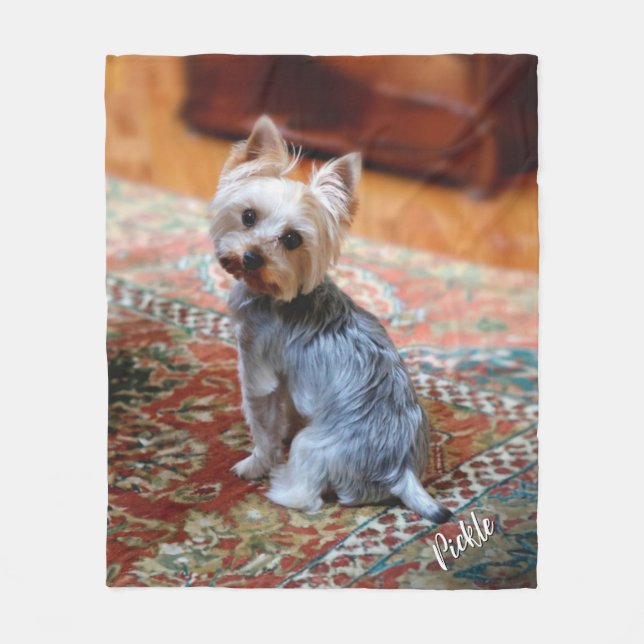 Couverture Polaire Photo pour animaux de compagnie avec nom de chien  (Devant)