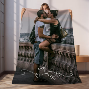 Couverture Polaire Photographie Personnalisée Et Coeurs D'Amour Inter