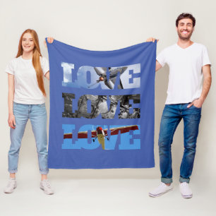 Couverture Polaire Photos d'avion dans le cadre LOVE, Aviation Simple