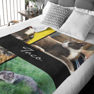 Couverture Polaire Photos modernes Collage Chat