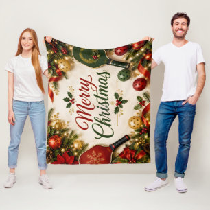 Couverture Polaire Pickleball Noël sur le court 