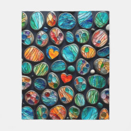 Couverture Polaire Pierres peintes lumineuses