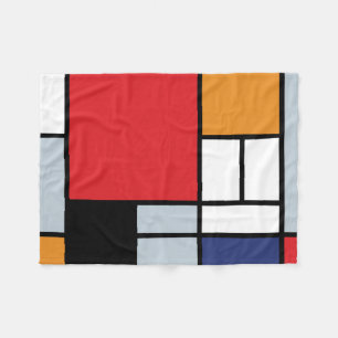 Couverture Polaire Piet Mondrian - Composition avec un grand plan rou