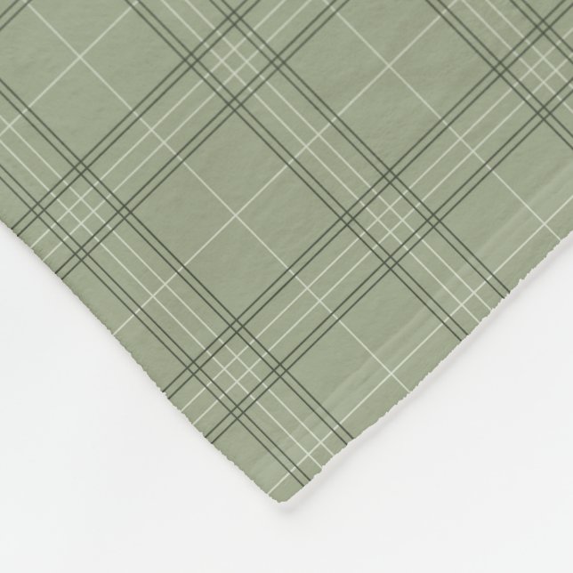 Couverture Polaire Pine Deer Plaid - tartan cabincore vert sauge.  (Coin)