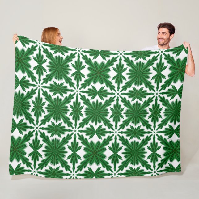 Couverture Polaire Pine Mandala Blanche en polaire (3 Tailles) (En situation)