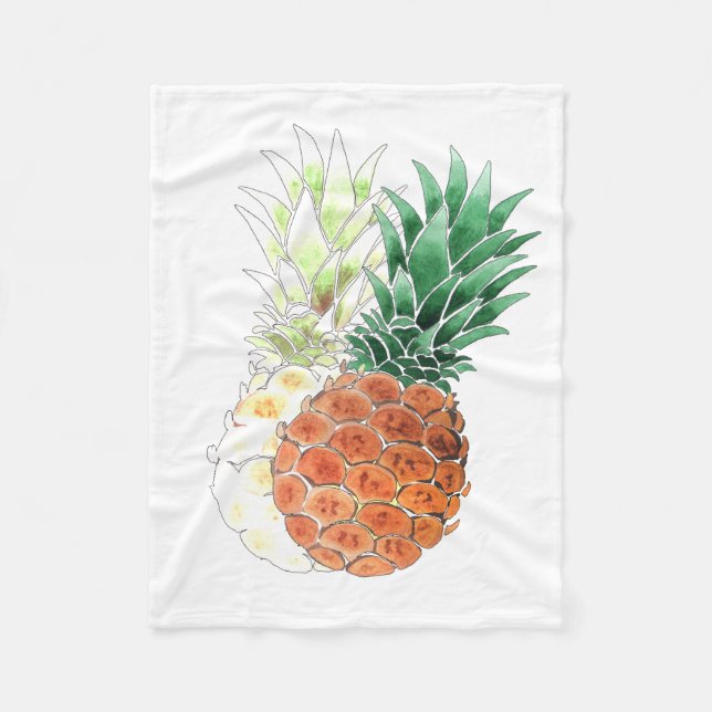 Couverture Polaire Pineapple, watercolor. (Devant)