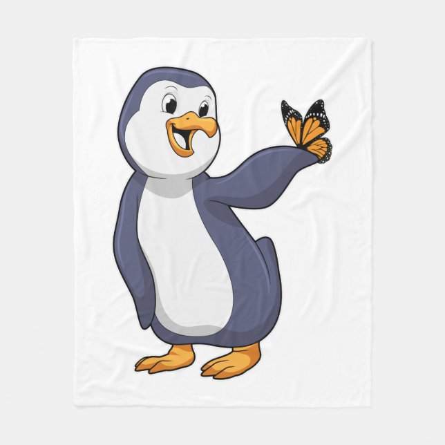 Couverture Polaire Pingouin avec papillon (Devant)
