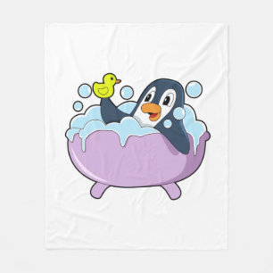 Couverture Polaire Pingouin dans la baignoire avec canard