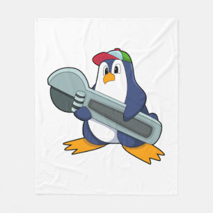 Couverture Polaire Pingouin en mécanique avec outil