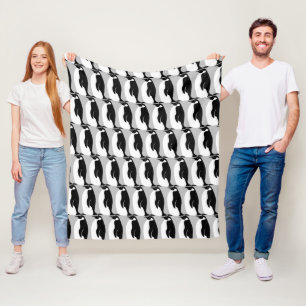 Couverture Polaire Pingouin Motif gris noir blanc